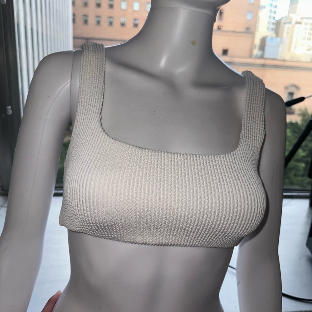 White Ribbed Crop Top - Picture 3 of 9